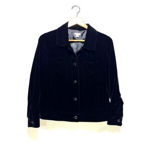 J. Jill jacket black black velvet button up casual comfy night festive women Mp